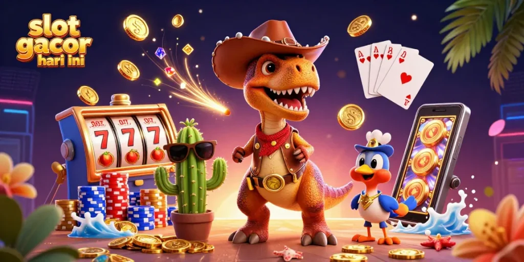 Engage with slot gacor hari ini featuring vibrant 3D cartoon characters and exciting casino elements.